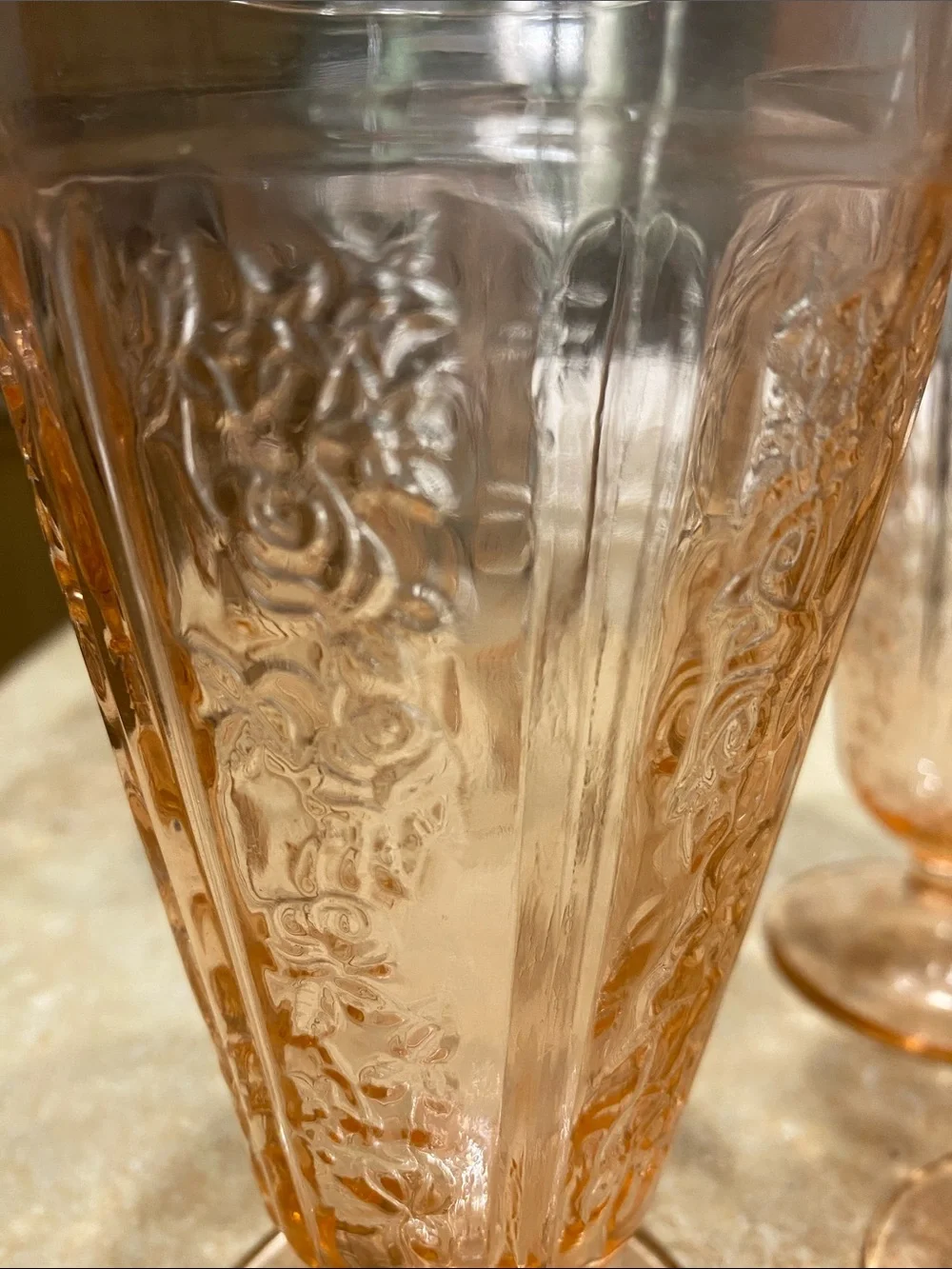 Vintage Set of 2 Depression Pink Mayfair Open Rose 6 3/4